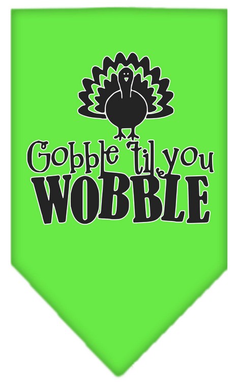 Gobble til You Wobble Screen Print Bandana Lime Green Large